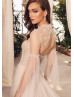 Strapless Beaded Lace Tulle Wedding Dress With Detachable Cape